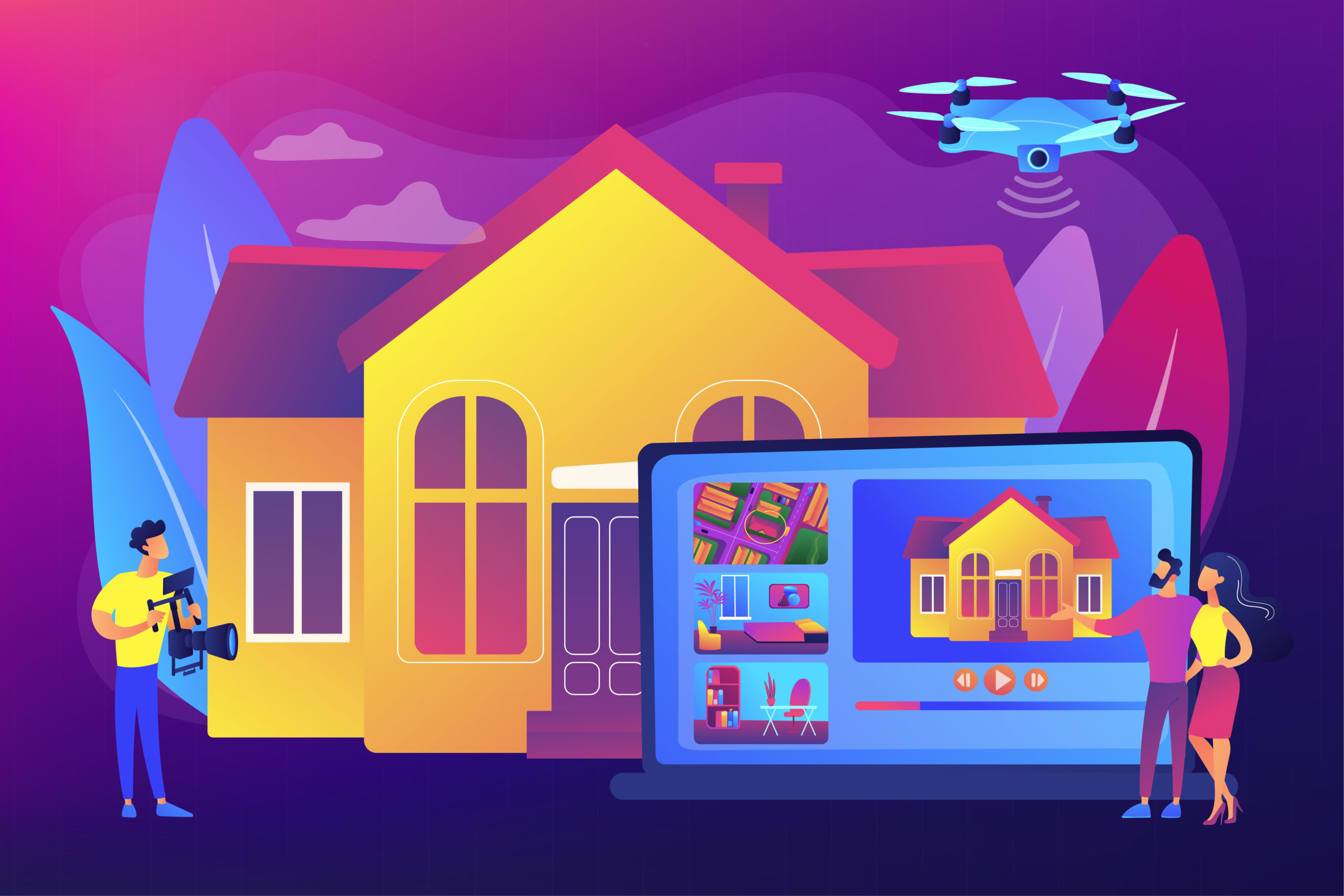Real estate video tour concept vector illustration